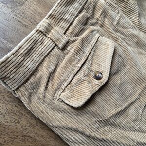 LL BEAN Tan Camel Corduroy Pants with Buttoned Flap Pocket